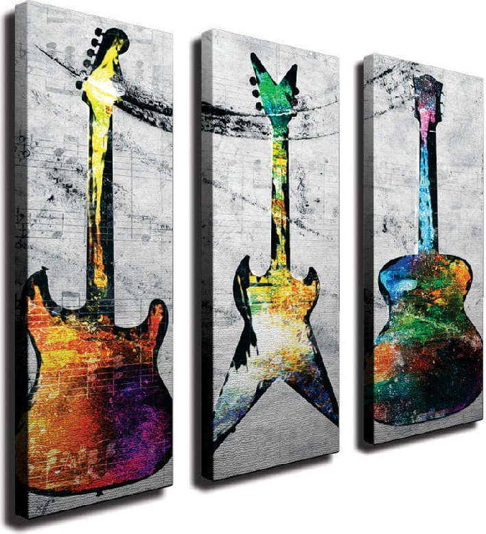 3dílný nástěnný obraz na plátně Guitars VeGA