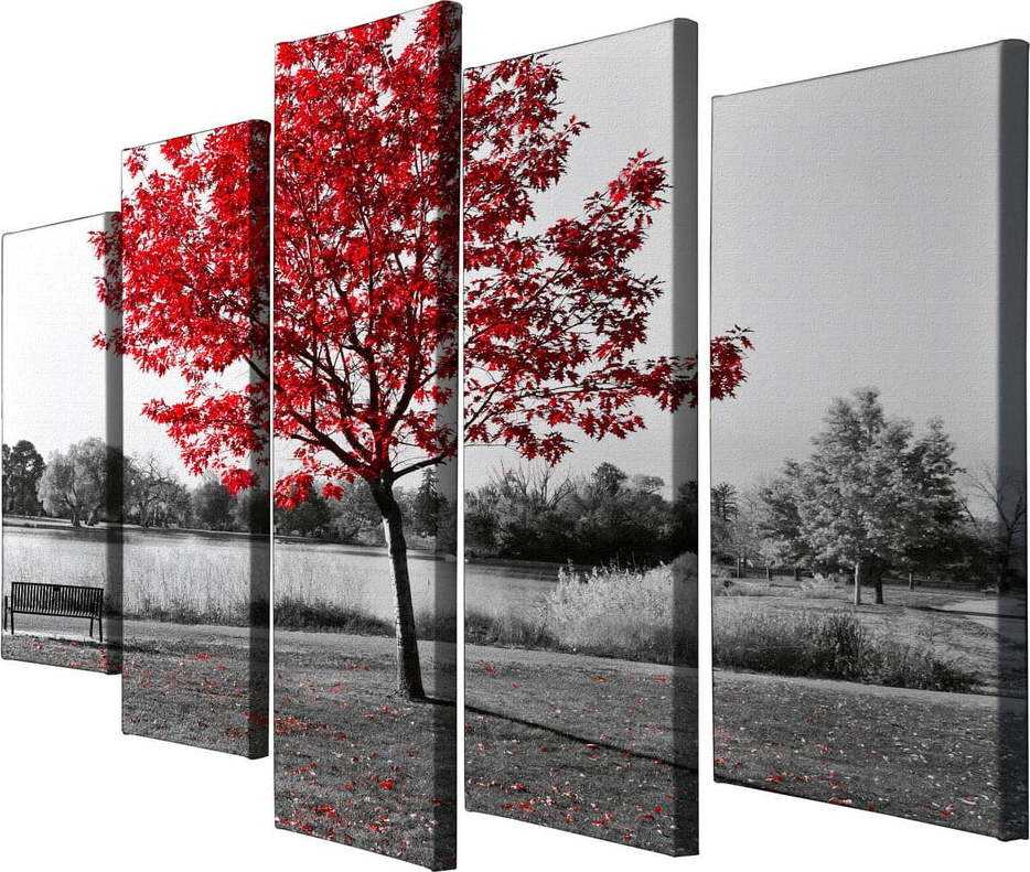 5dílný obraz na plátně Red Tree Majestic