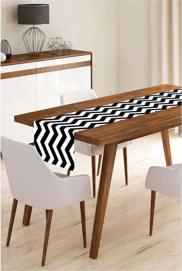 Běhoun na stůl z mikrovlákna Minimalist Cushion Covers Black Stripes