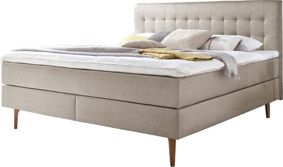 Béžová čalouněná dvoulůžková postel s matrací Meise Möbel Massello