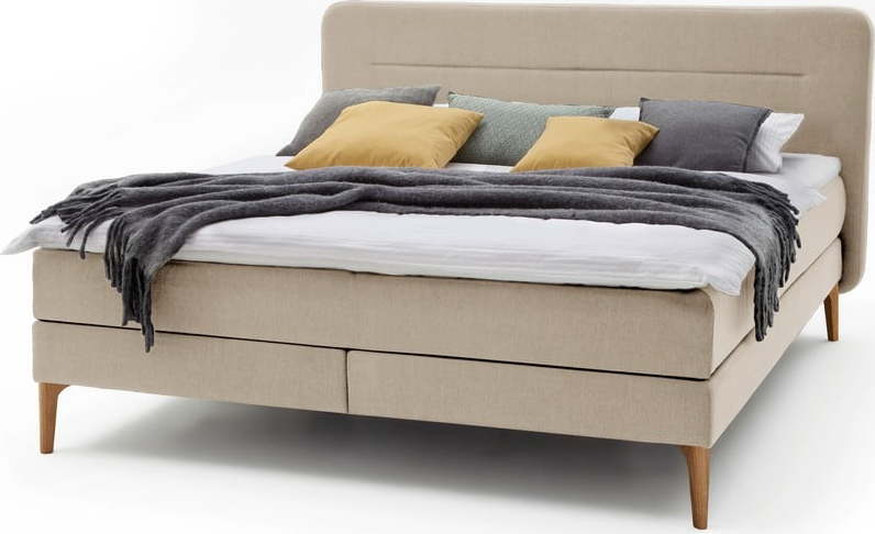 Béžová čalouněná dvoulůžková postel s matrací Meise Möbel Massello