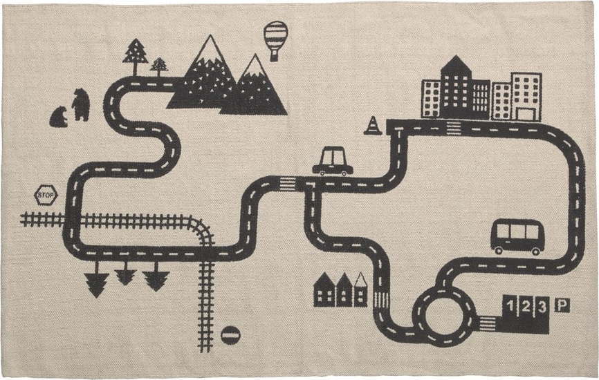 Béžovo-černý dětský koberec z organické bavlny Kave Home Nisi
