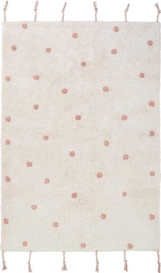 Béžovo-růžový ručně vyrobený koberec z bavlny Nattiot Numi