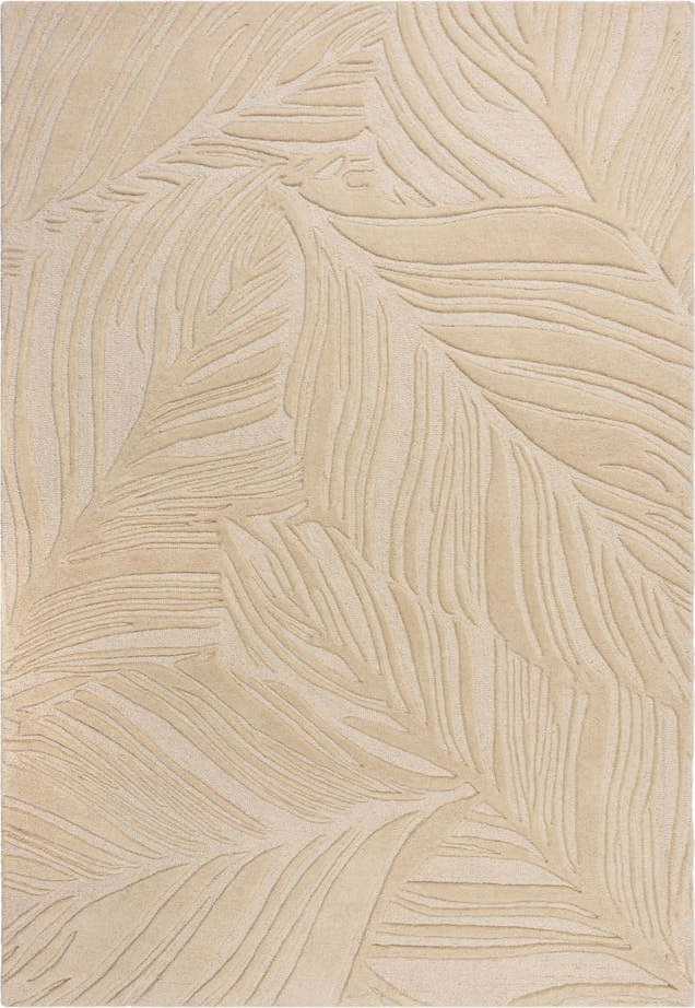 Béžový vlněný koberec Flair Rugs Lino Leaf