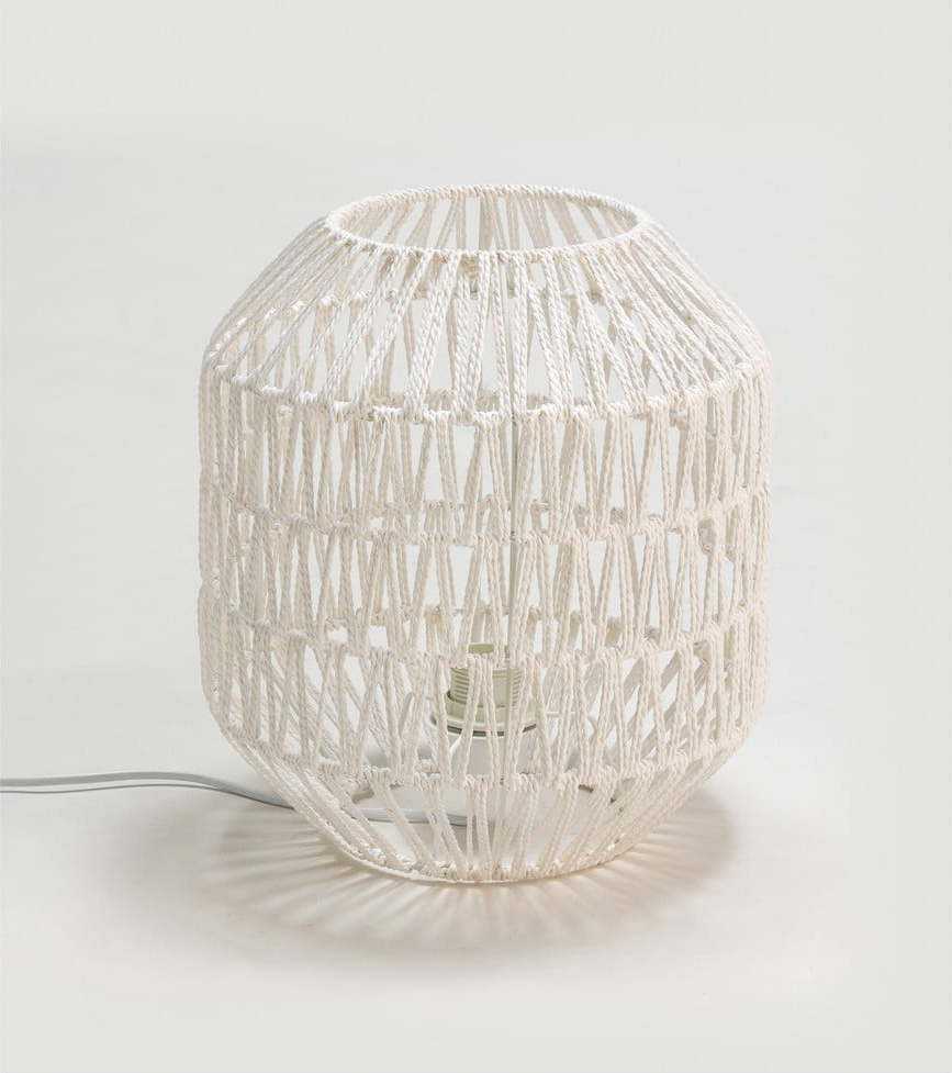 Bílá stolní lampa s textilním stínidlem Tierra Bella Yaka