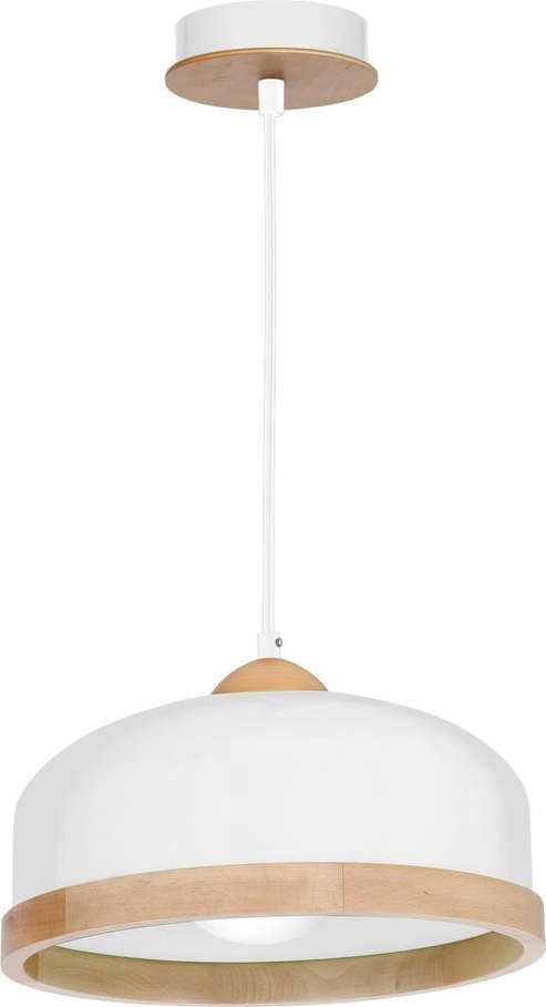Bílé závěsné svítidlo s dřevěnými detaily Homemania Studio Uno Homemania