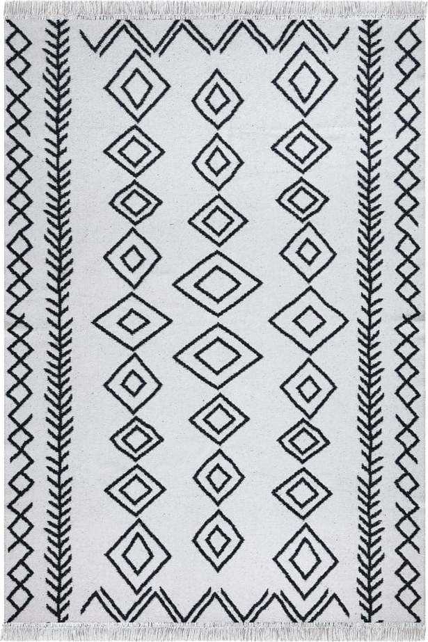 Bílo-černý bavlněný koberec Oyo home Duo