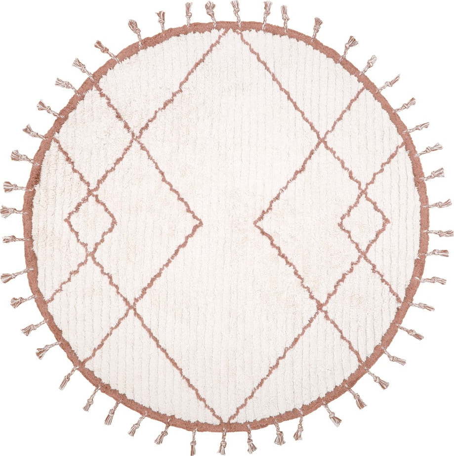 Bílo-hnědý bavlněný ručně vyrobený koberec Nattiot Come