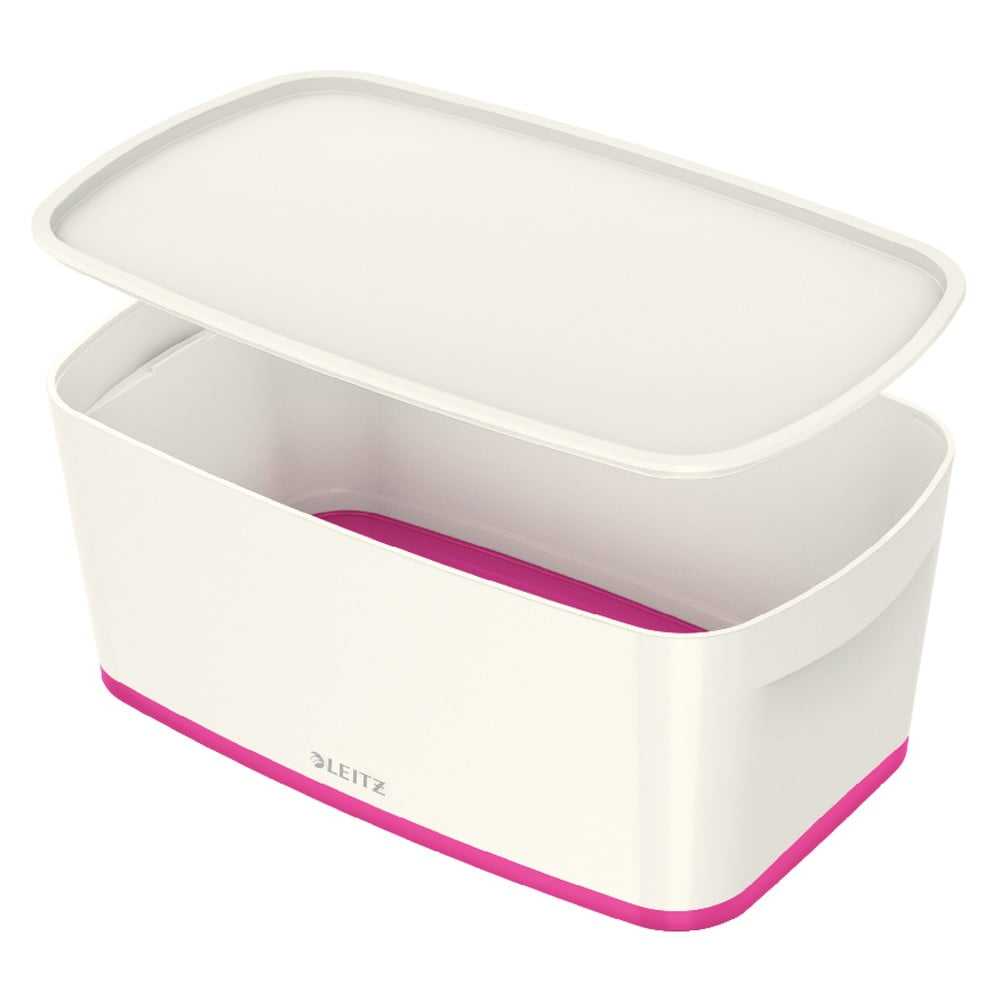 Bílo-růžový úložný box s víkem Leitz Office