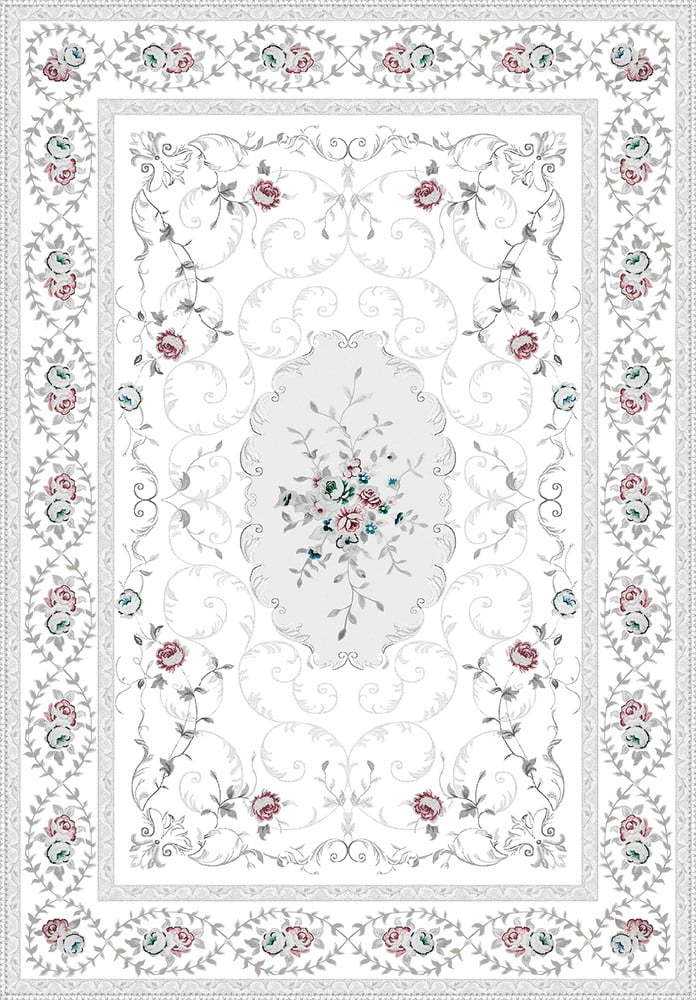 Bílo-šedý koberec Vitaus Flora