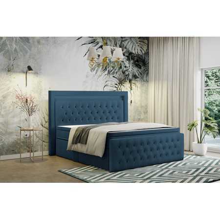 Čalouněná postel CESAR včetně úložného prostoru 200x200 cm Modrá KOLA