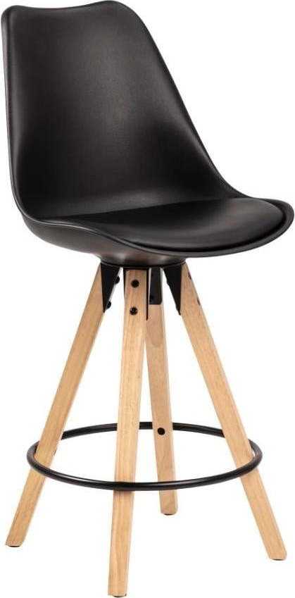 Černá barová židle s podnožím z kaučukového dřeva Actona Dima Actona