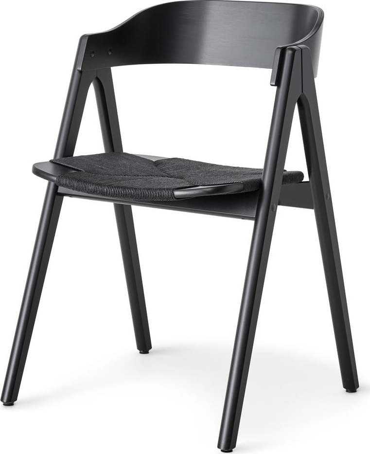 Černá jídelní židle z bukového dřeva s černým ratanovým sedákem Findahl by Hammel Mette Hammel