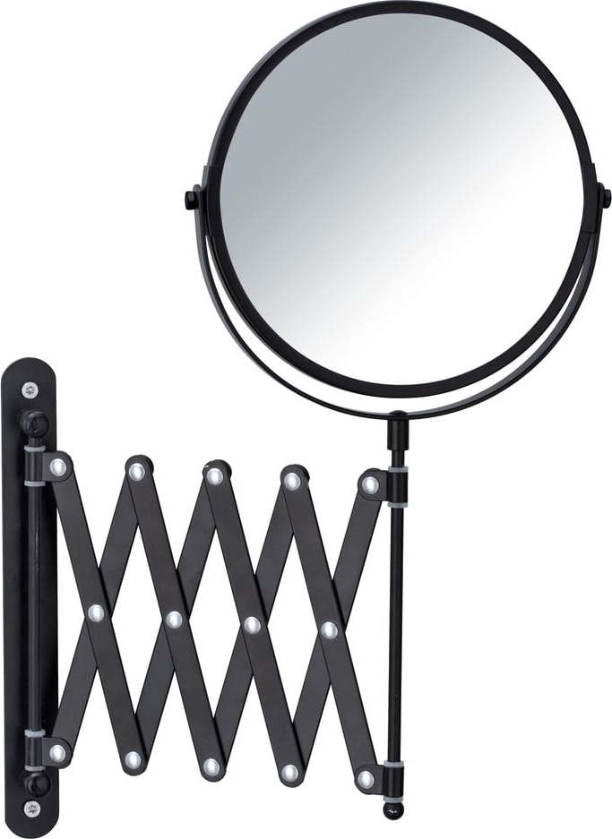 Černé nástěnné kosmetické zrcadlo s teleskopickým držákem Wenko Exclusive WENKO