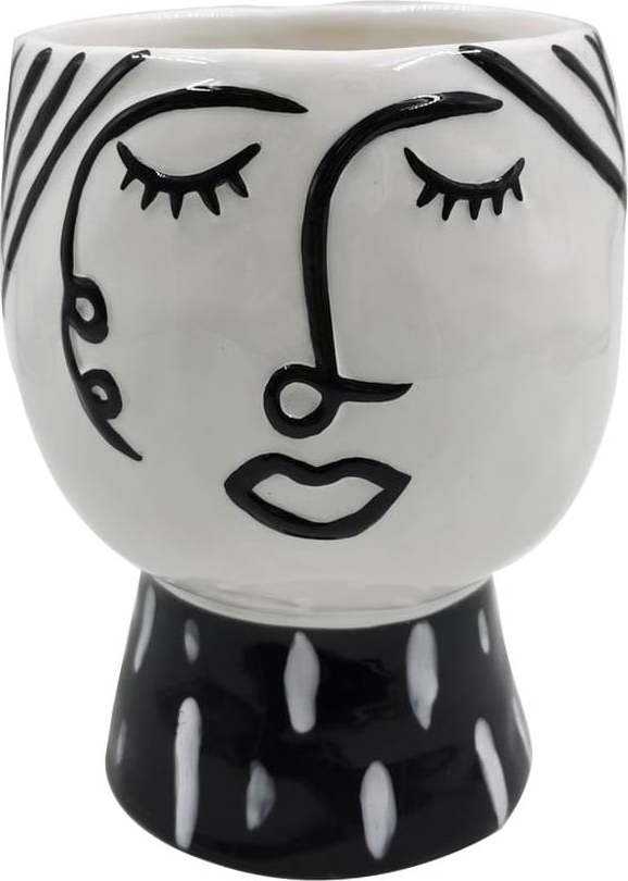 Černo-bílá porcelánová váza Mauro Ferretti Pot Face Mauro Ferretti