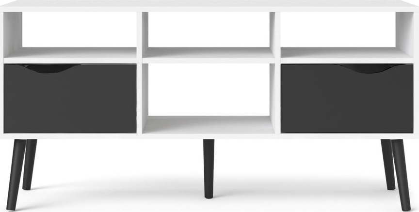 Černo-bílý TV stolek Tvilum Oslo
