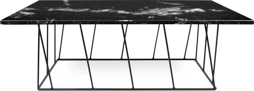 Černý mramorový konferenční stolek s černými nohami TemaHome Helix