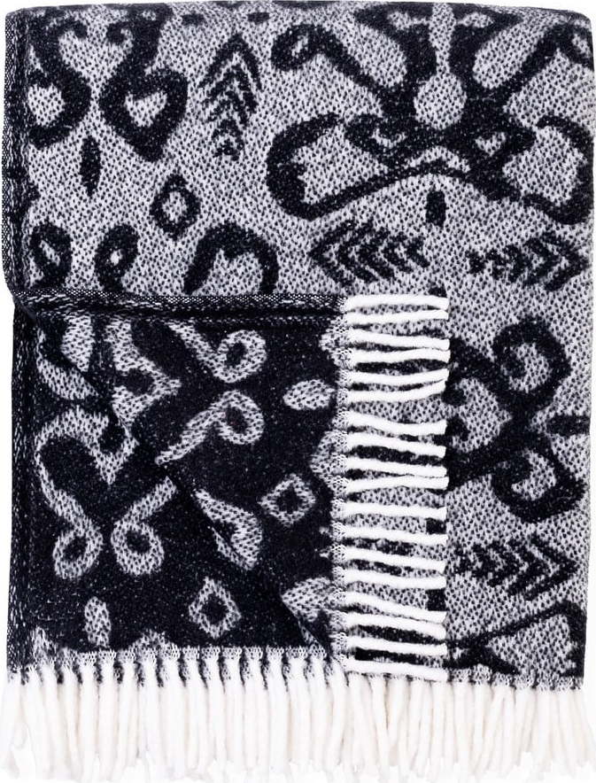 Černý pléd s podílem bavlny Euromant Mykonos