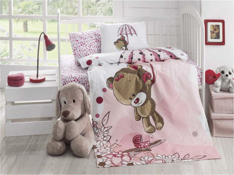 Dětský prošívaný bavlněný přehoz přes postel Baby Pique Pinkie