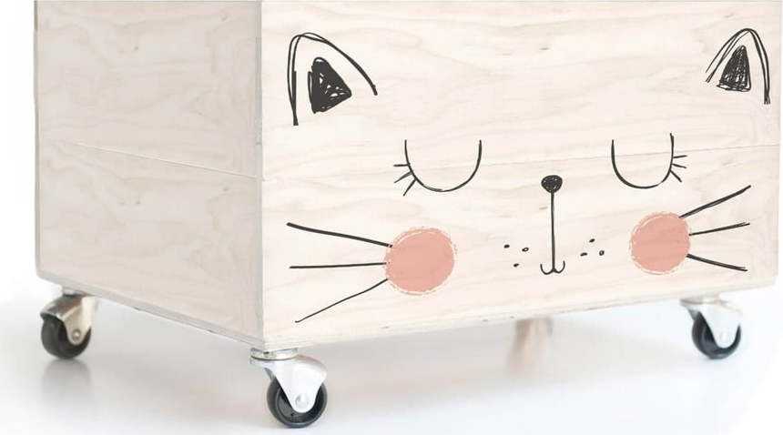 Dřevěná krabice na kolečkách Little Nice Things Cat Little Nice Things