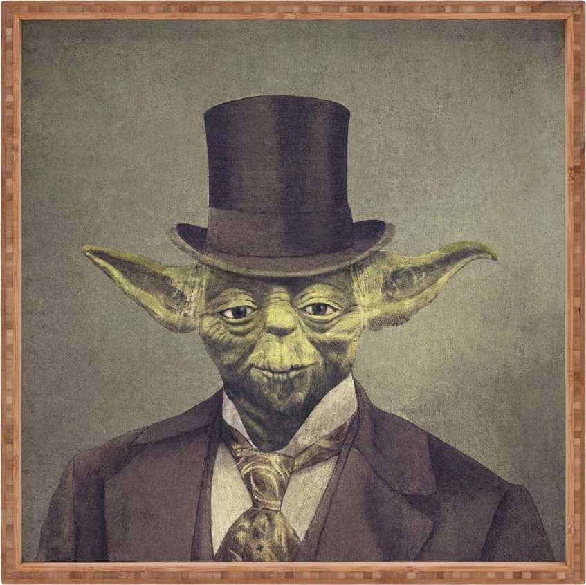 Dřevěný dekorativní servírovací tác Yoda