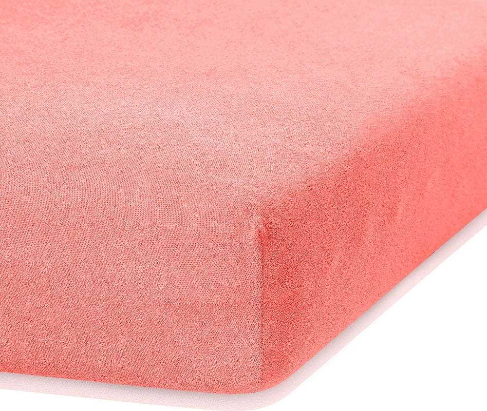 Korálově růžové elastické prostěradlo s vysokým podílem bavlny AmeliaHome Ruby