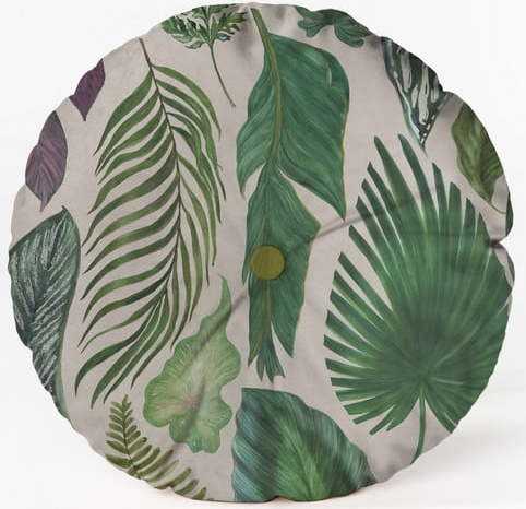 Kulatý dekorativní polštář se sametovým potahem Velvet Atelier Leaves