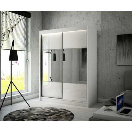 Kvalitní Šatní Skříň Rico 250 cm Černá Bílý mat Furniture
