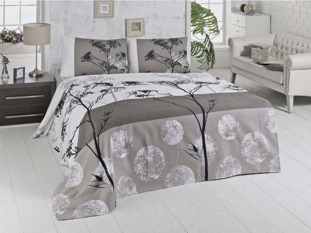 Lehký bavlněný přehoz přes postel na dvoulůžko Belezza Grey