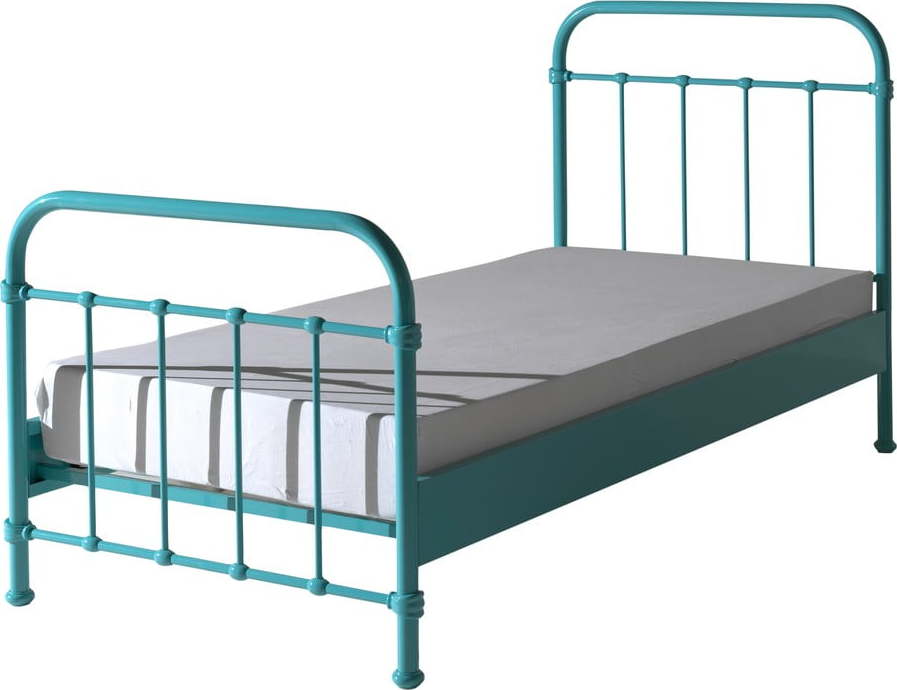 Mátově zelená kovová dětská postel Vipack New York
