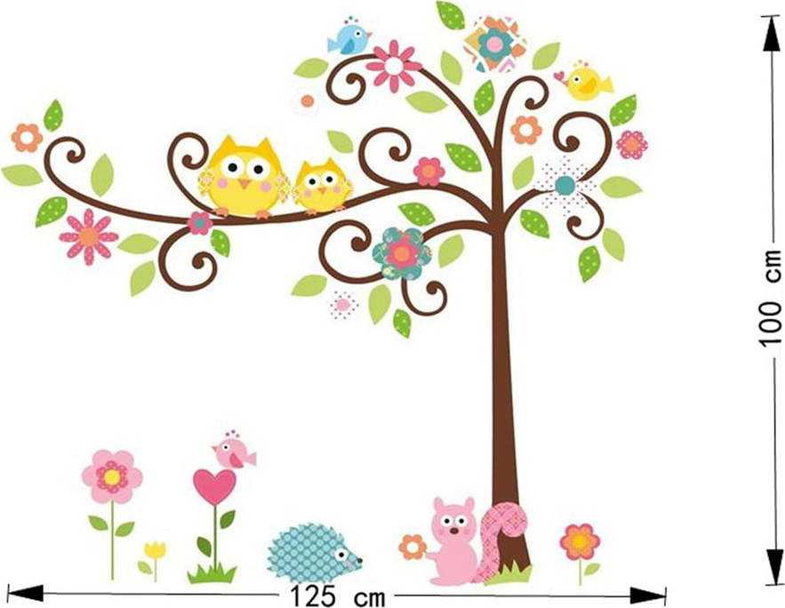 Nástěnná dětská samolepka Ambiance Tree and Owl Ambiance