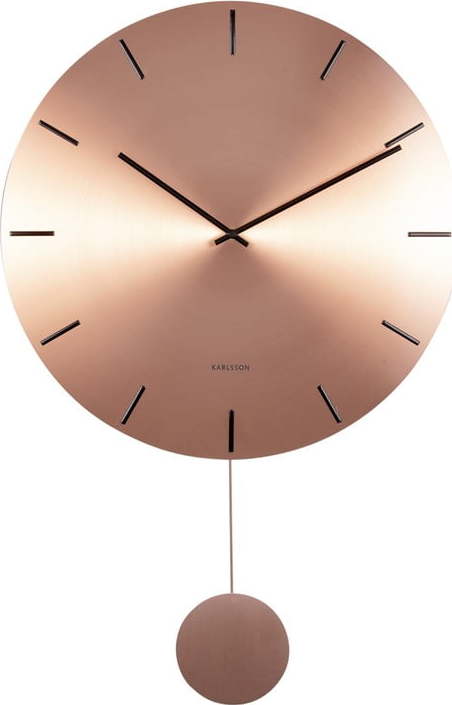 Nástěnné kyvadlové hodiny v měděné barvě Karlsson Impressive
