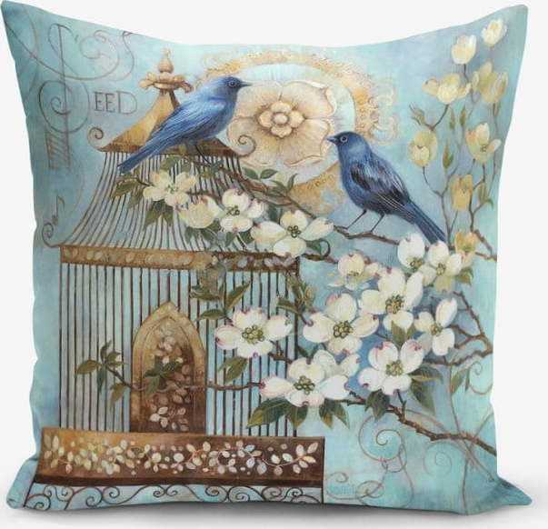 Povlak na polštář s příměsí bavlny Minimalist Cushion Covers Blue Bird