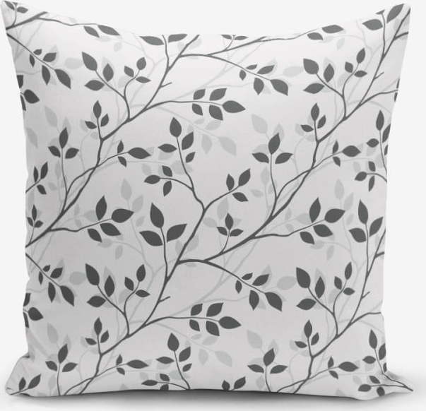 Povlak na polštář s příměsí bavlny Minimalist Cushion Covers Grey Background Leaf