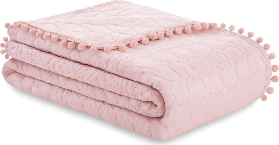 Pudrově růžový přehoz na postel AmeliaHome Meadore