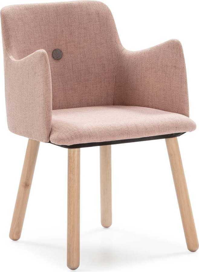 Růžová jídelní židle s nohami ze dřeva kaučukovníku Marckeric Aruba Marckeric