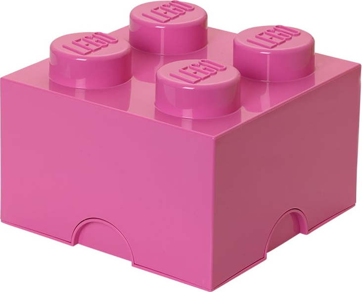 Růžový úložný box čtverec LEGO® LEGO