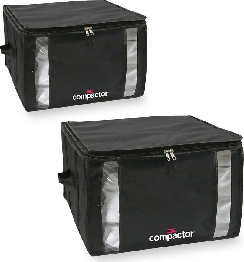 Sada 2 černých úložných boxů s vakuovým obalem Compactor Black Edition Medium