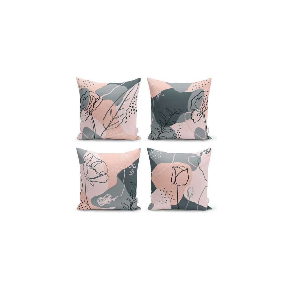 Sada 4 dekorativních povlaků na polštáře Minimalist Cushion Covers Draw Art
