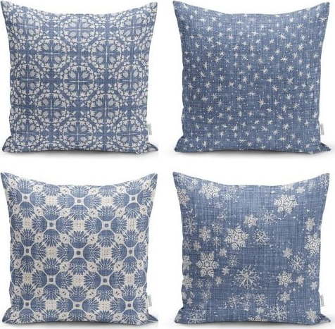 Sada 4 dekorativních povlaků na polštáře Minimalist Cushion Covers Minimalist Drawing Blue