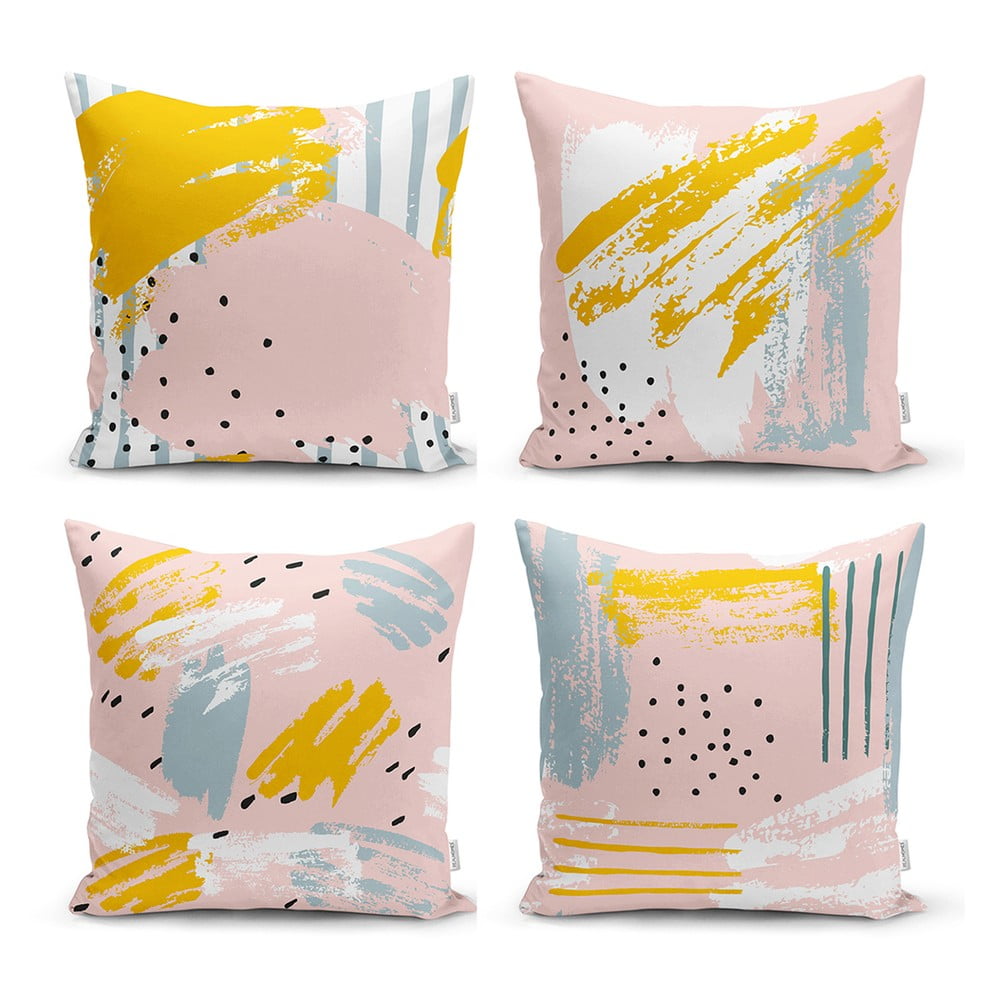 Sada 4 dekorativních povlaků na polštáře Minimalist Cushion Covers Pastel Design