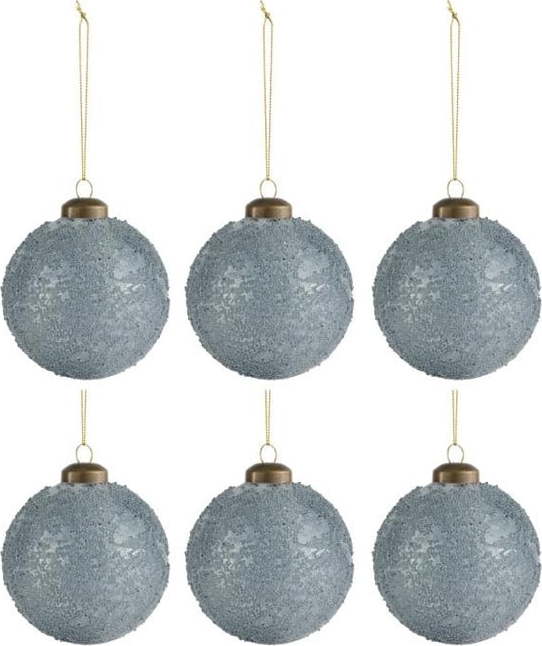 Sada 6 modro-šedých vánočních ozdob J-Line Sugar
