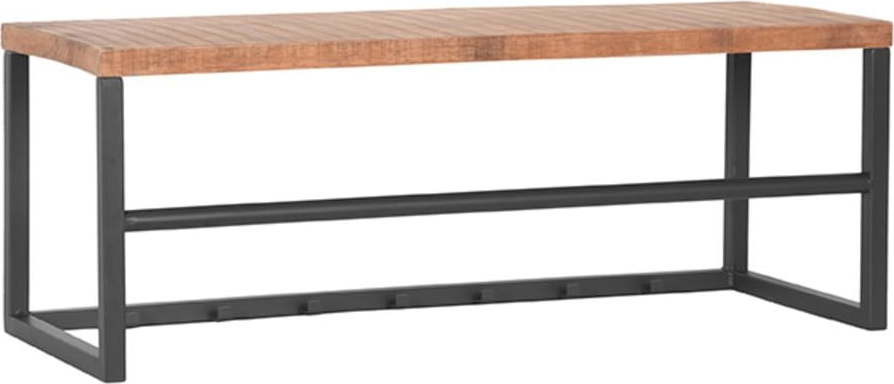 Šedá kovová lavice s dřevěnou deskou LABEL51 Kapstok LABEL51
