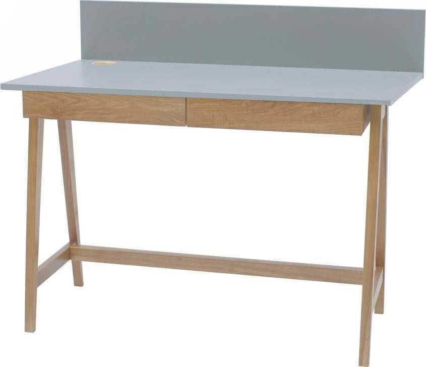 Šedý psací stůl s podnožím z jasanového dřeva Ragaba Luka