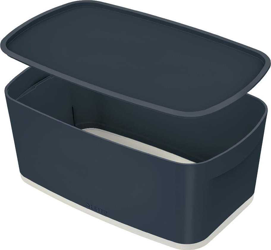 Šedý úložný box s víkem Leitz Cosy