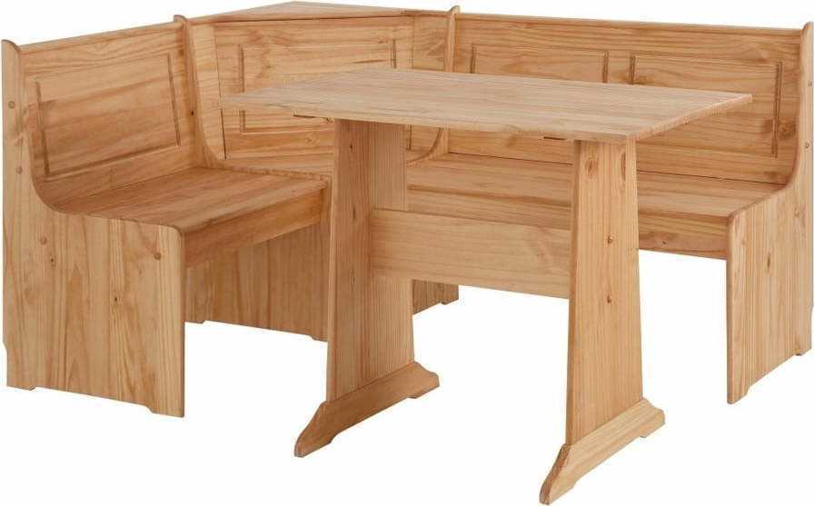 Set rohové lavice a jídelního stolu z masivního borovicového dřeva Støraa Samantha Støraa