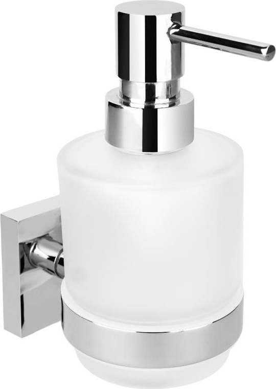 Skleněný závěsný dávkovač mýdla ve stříbrné barvě Sapho X-Square