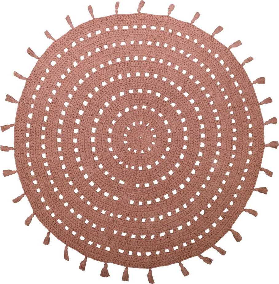 Starorůžový bavlněný ručně vyrobený koberec Nattiot Nila
