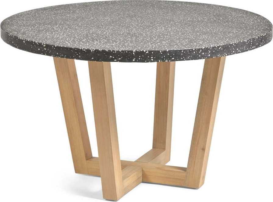 Tmavě šedý zahradní stůl s deskou z kamene Kave Home Shanelle