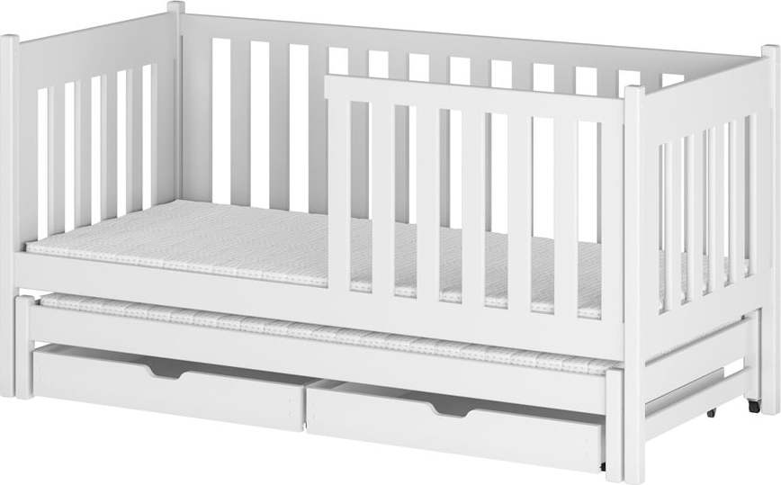 Bílá dětská postel s výsuvným lůžkem s úložným prostorem 80x180 cm Kaja V5 - Lano Meble Lano Meble